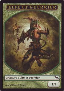 Token Officiel Magic: Elfe et Guerrier Vert ( Symbole Sombrelande)