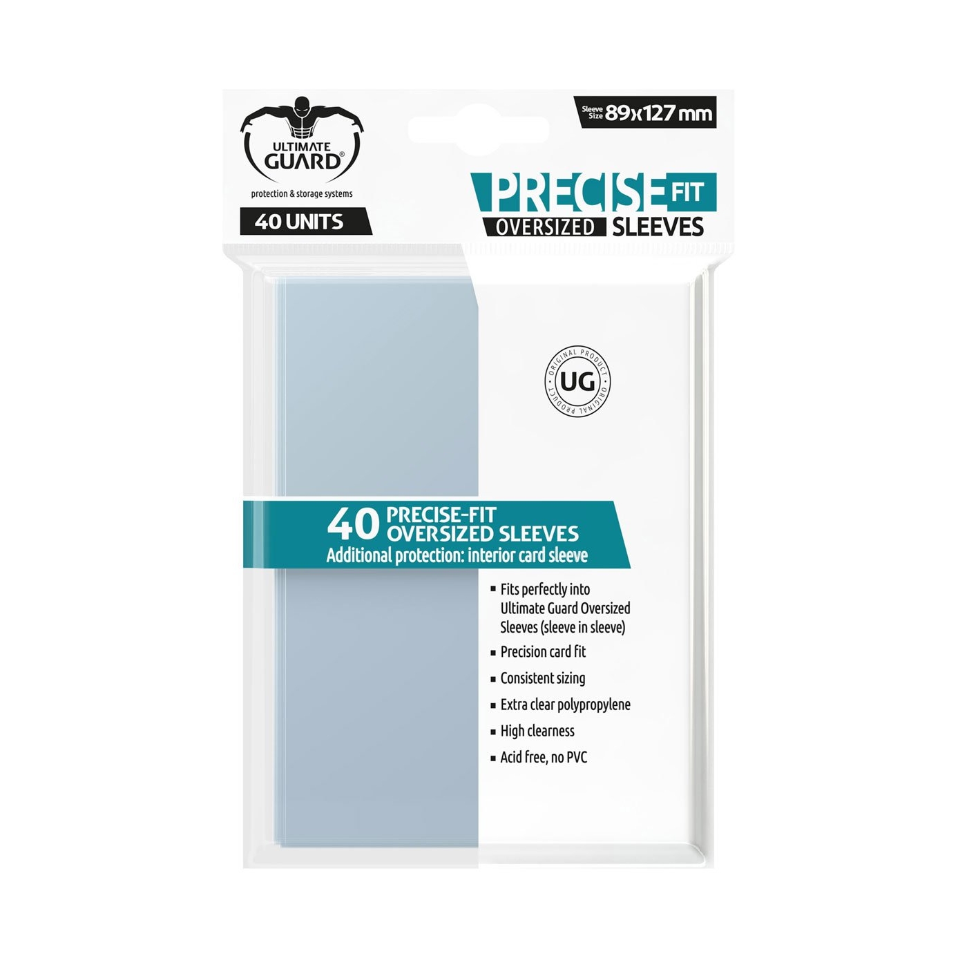 MagicCorporation - Protèges Cartes 40 grandes pochettes - Precise-fit  Sleeves Oversized - Clear