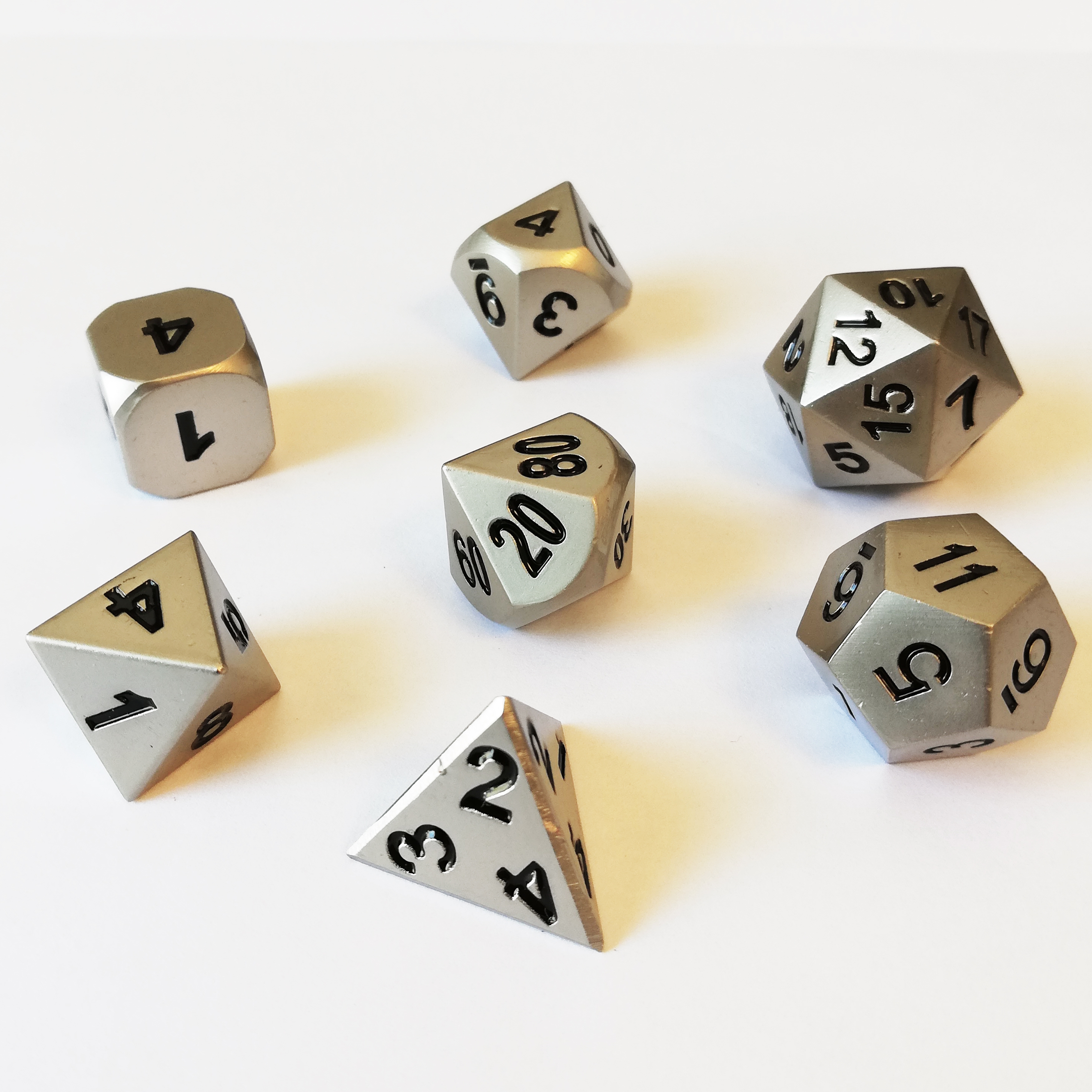 Metal Dice 20mm - Set de 7 dés - Argent