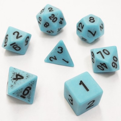 Set De 7 Dés - Role Playing Dice Set - Acrylic Ancient Bleu