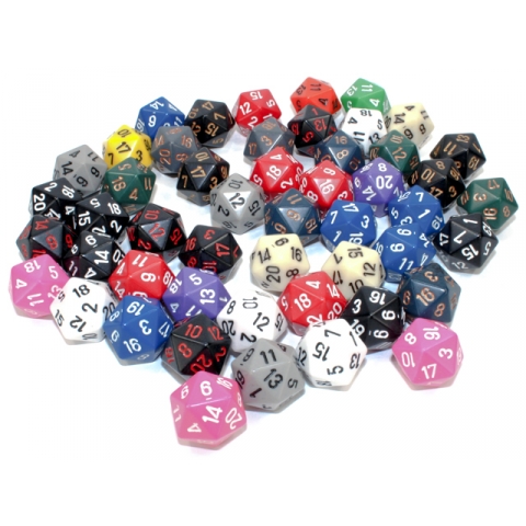 1 Random Opaque Polyhedral d20 Dice - Dé à 20 Faces aléatoire à l'unité - CHESSEX