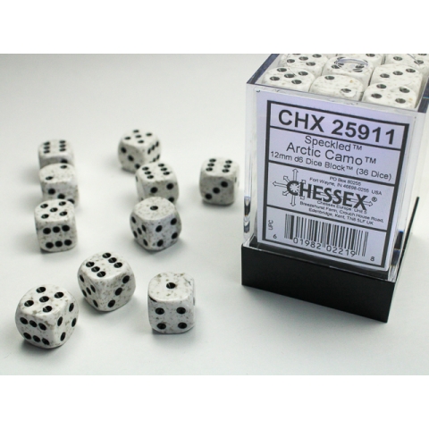 Boite de 36 dés à 6 faces - Artic Camo - CHESSEX