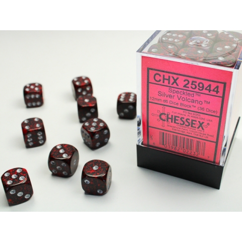 Boite de 36 dés à 6 faces - Silver Volcano - CHESSEX