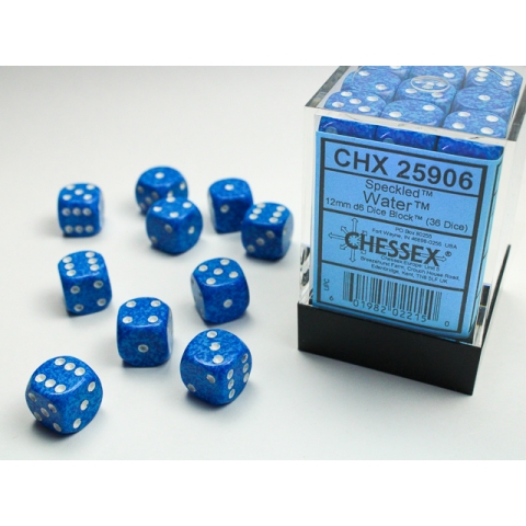 Boite de 36 dés à 6 faces - Water - CHESSEX