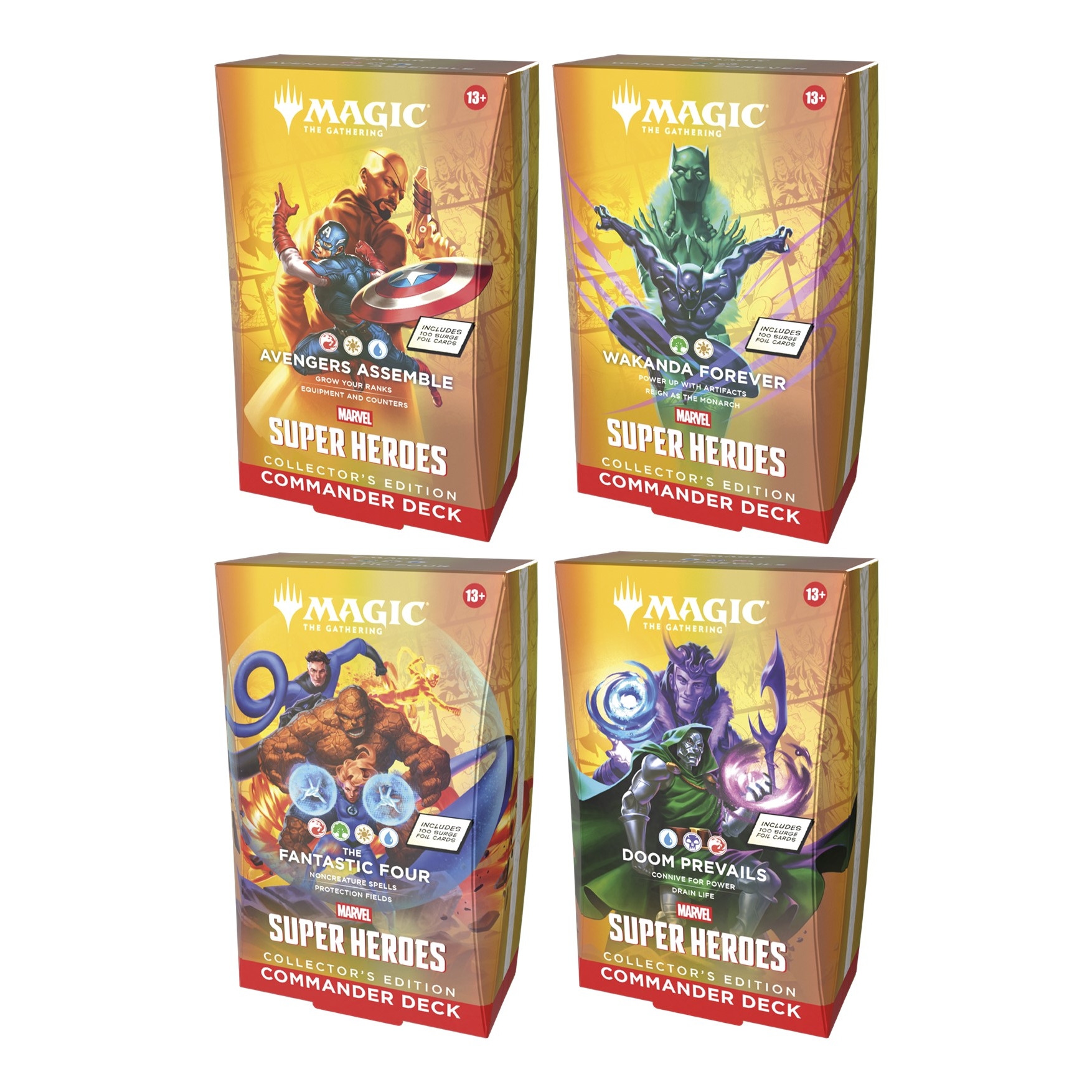 MagicCorporation - Deck Prconstruit Marvel Super Heroes - Commander :  COLLECTOR'S EDITION - Lot de 4 diffrents Magic the Gathering