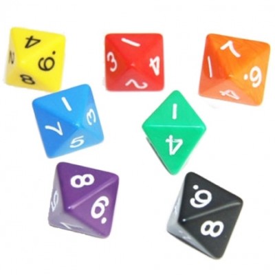 Dés  Dé à 8 Faces - Octaèdre - 16mm (couleurs selon stock)