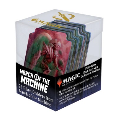 Boite de Rangement Magic the Gathering L'Invasion des Machines - Boite 100 + avec Card Dividers - 26 Séparateurs - unique