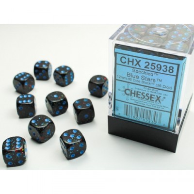 Dés  Boite de 36 dés à 6 faces - Blue Stars - CHESSEX
