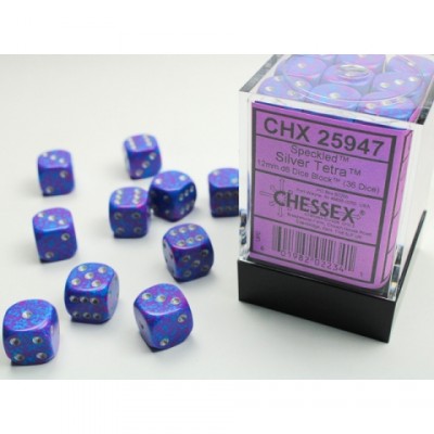 Dés  Boite de 36 dés à 6 faces - Silver Tetra - CHESSEX