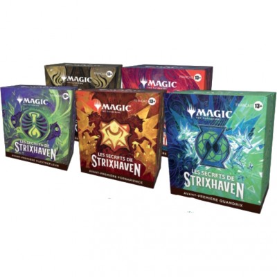 Booster Magic the Gathering Les Secrets de Strixhaven - LOT de 5 Pack d'Avant Première : Plumargent, Flestrefleur, Prismari, Forsapience, Quandri
